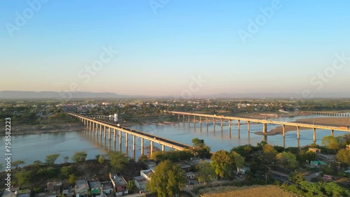 Narmada river drone view in madhya pradesh photo