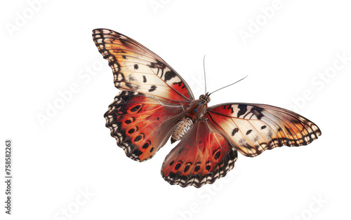 Crimson Butterfly Soaring isolated on transparent Background