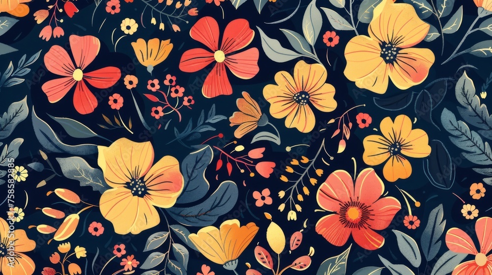 A seamless floral pattern with a vintage background