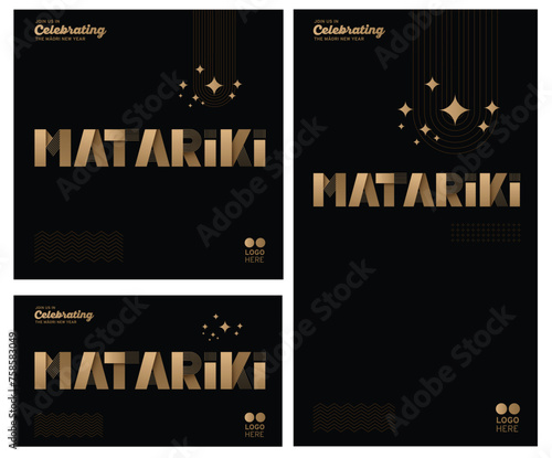 NZ MATARIKI Maori New Year metallic Gold text 
