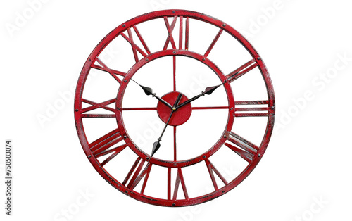 Crimson Wall Timepiece isolated on transparent Background