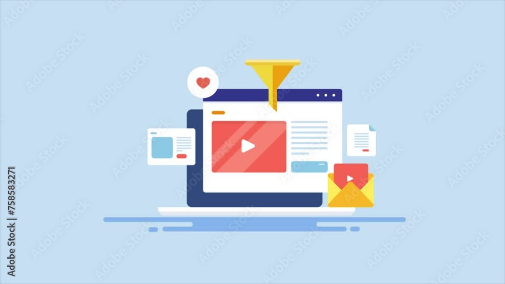 Integrate video content on sales page for better online conversion, landing page optimization conceptual video animation 2d clip. Integrate video content on sales page for better online conversion, landing page optimization conceptual video animation 2d clip.