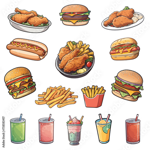 Set of vector graphic of a Fast Food Menu 