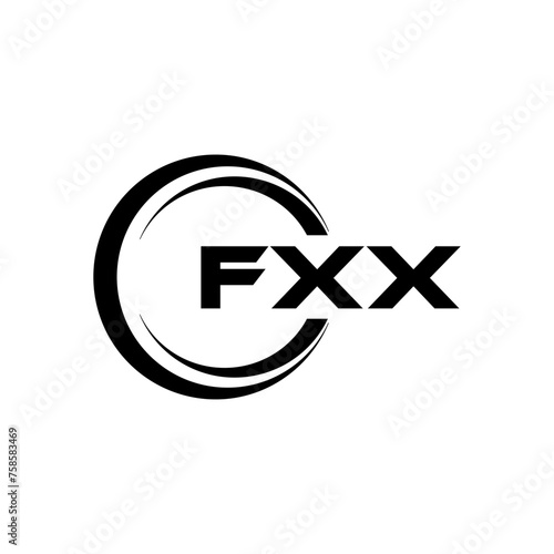 FXX letter logo design with white background in illustrator, cube logo, vector logo, modern alphabet font overlap style. calligraphy designs for logo, Poster, Invitation, etc. photo