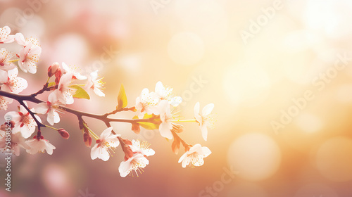 beautiful spring blossom over blurred nature background