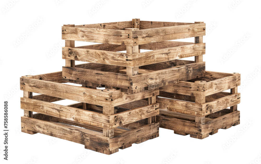 Stack of Wooden Crates isolated on transparent Background Stack of Wooden Crates isolated on transparent Background