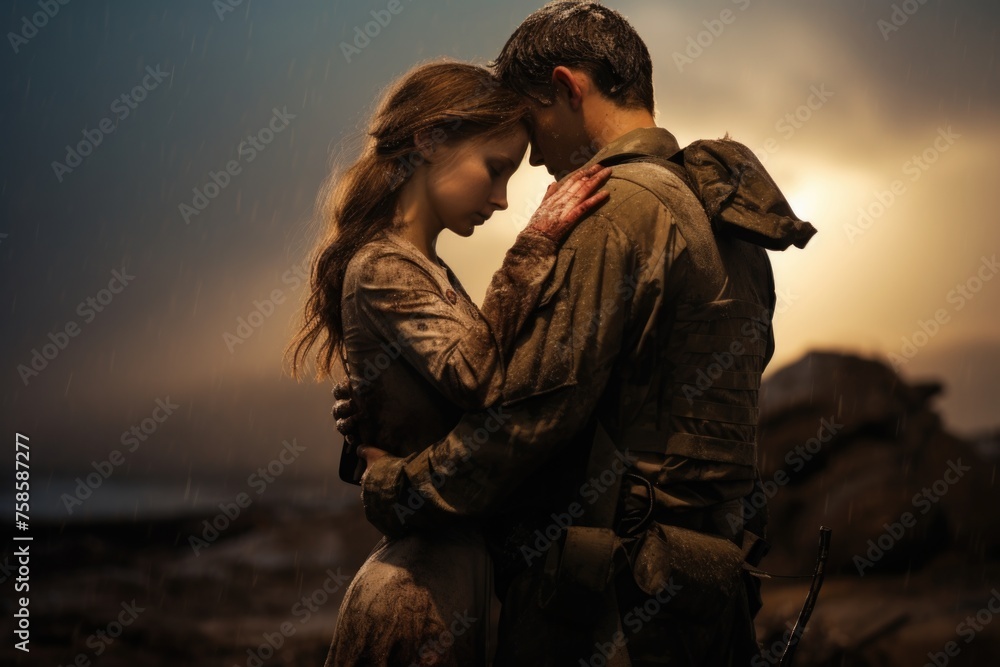 Enduring love: tender moments and unwavering devotion in the embrace of a soldier's heart Enduring love: tender moments and unwavering devotion in the embrace of a soldier's heart