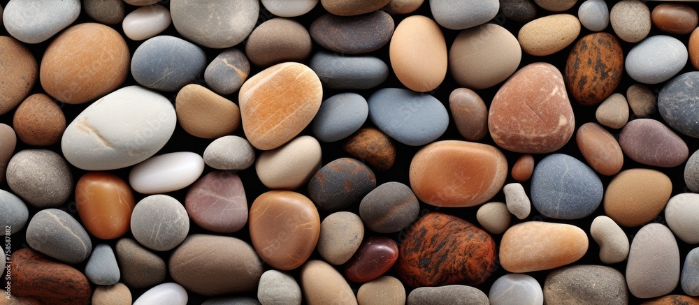 a pile of rocks of different sizes and colors on a black background . High quality a pile of rocks of different sizes and colors on a black background . High quality