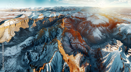 Aerial landscape photography of Earth's surface terrain with realistic details.