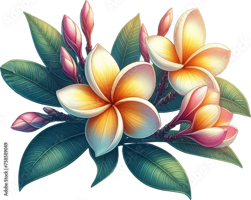 frangipani Flower Bundle Vector Illustration