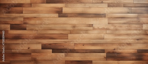 A close up of a brown hardwood plank wall, showcasing the beautiful textures and natural tints of the wood. The blurred background adds depth to the image