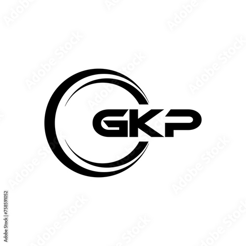 GKP letter logo design with white background in illustrator, cube logo, vector logo, modern alphabet font overlap style. calligraphy designs for logo, Poster, Invitation, etc. photo