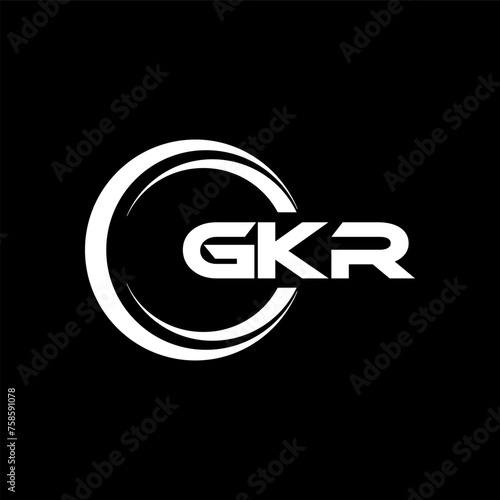 GKR letter logo design with black background in illustrator, cube logo, vector logo, modern alphabet font overlap style. calligraphy designs for logo, Poster, Invitation, etc. photo