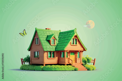 Green homGreen home In Natural Background,Green home nature background vector illustration,Green home nature background vector, Green home nature background vector illuste In Natural Background,