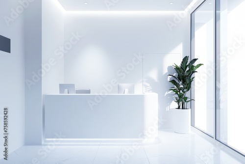 Modern Reception Area With White Decor and Bright Natural Lighting