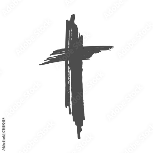 Grunge style Christian cross for Ash Wednesday web banner or social graphic. The first day of Lent is a holy day of prayer and fasting.