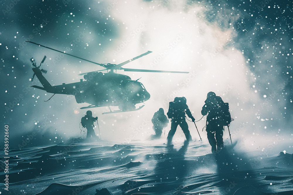 Rescue team is doing search and rescue missions