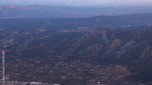 Marseille Prefecture And Mountains Seen From Airplane During Flight. - aerial POV photo