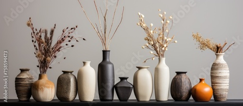 Handcrafted clay vases for interior decor.