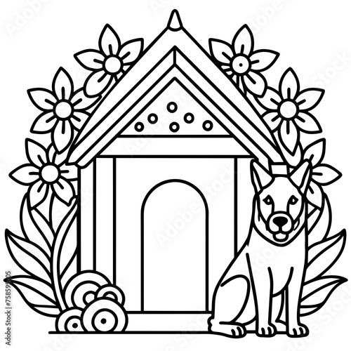 Vector illustration zentangl Dog  kennel photo
