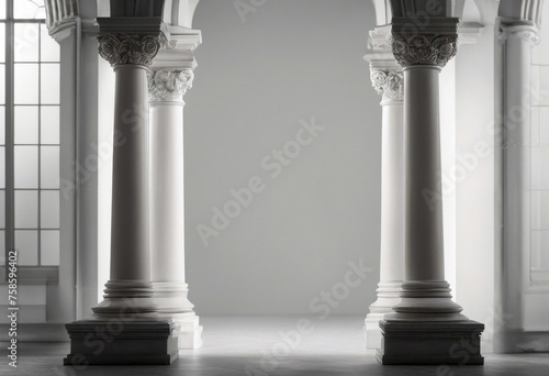 isolated columns old background white architectural two poduim dais pillar roman romanesque roma pedestal past ancient old order ornate sculpture shape temple tower traditional white support style photo