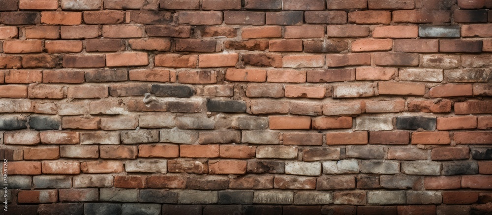 A detailed closeup of a brown brick wall showcasing the intricate brickwork and mortar. The composite material of brick and mortar showcases a sturdy stone wall building material A detailed closeup of a brown brick wall showcasing the intricate brickwork and mortar. The composite material of brick and mortar showcases a sturdy stone wall building material