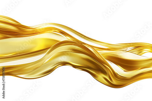 Golden oil Fluid Splash Isolated on Transparent Background. cut out. PNG