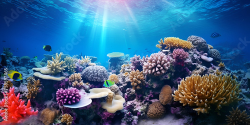 Ocean Tropical island with colorful underwater world a testament to the wonders of the ocean