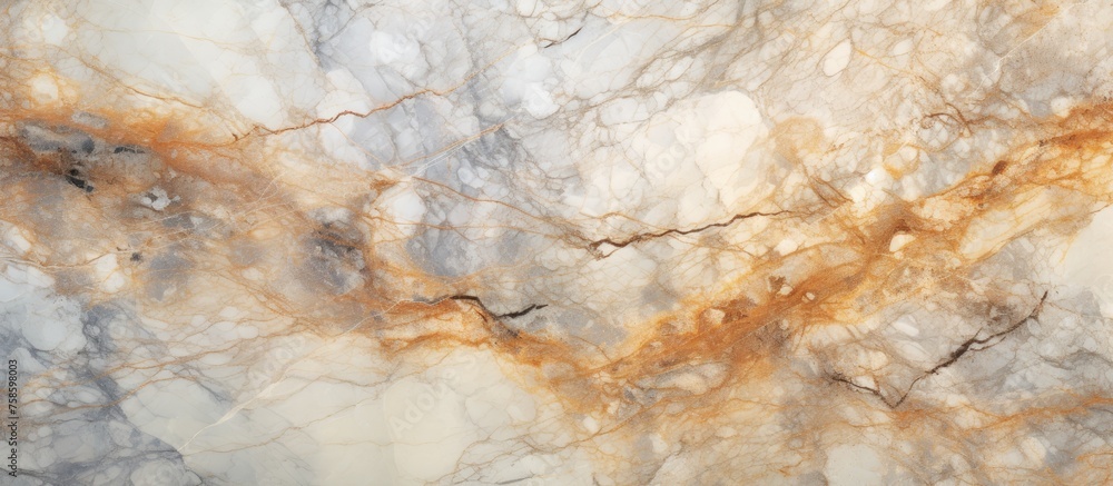 A detailed close up of a marble texture in gray and brown colors, resembling a wood pattern. This natural material creates an art piece inspired by the natural landscape
