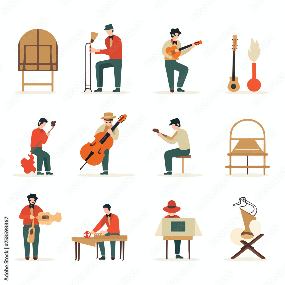 A series of flat vector icons compains depicting 