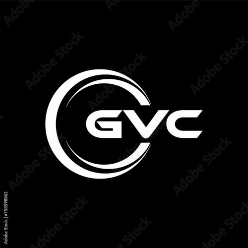 GVC letter logo design with black background in illustrator, cube logo, vector logo, modern alphabet font overlap style. calligraphy designs for logo, Poster, Invitation, etc. photo