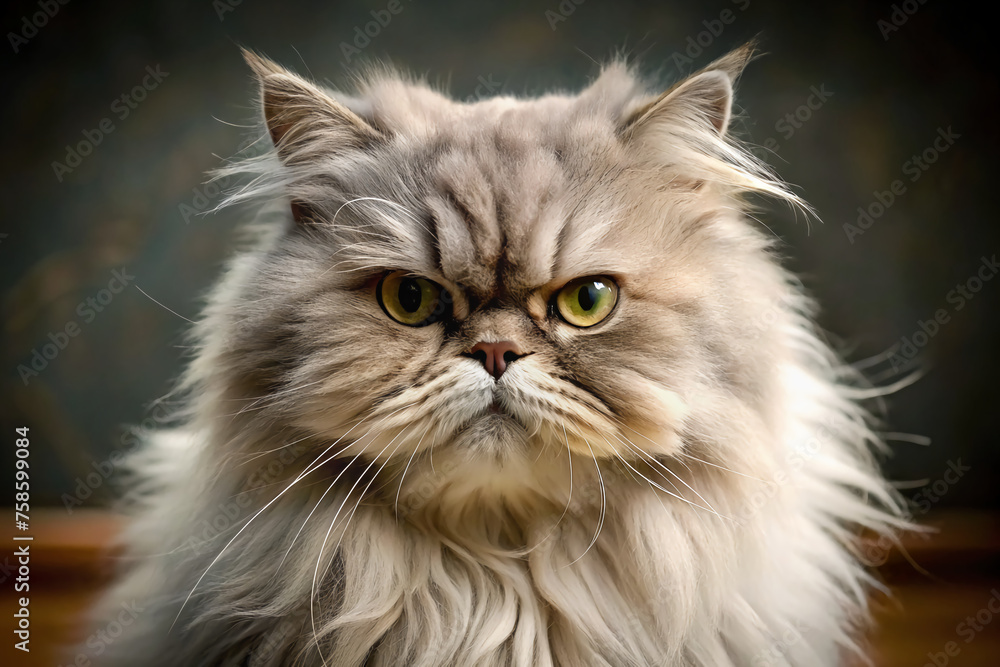 Grumpy Persian cat portrait