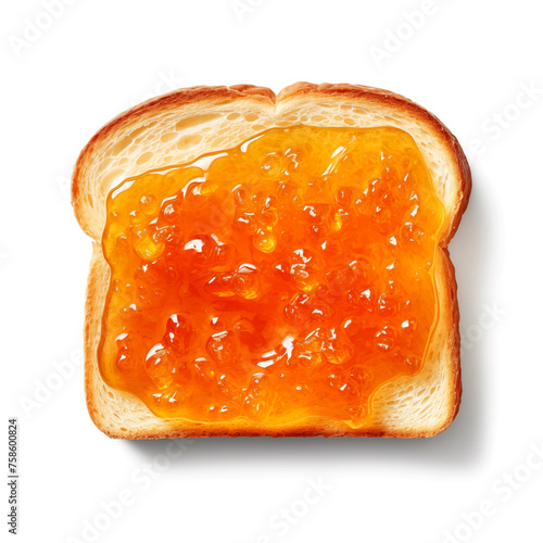 Photo of a delicious sandwich with orange marmalade isolated on a white background