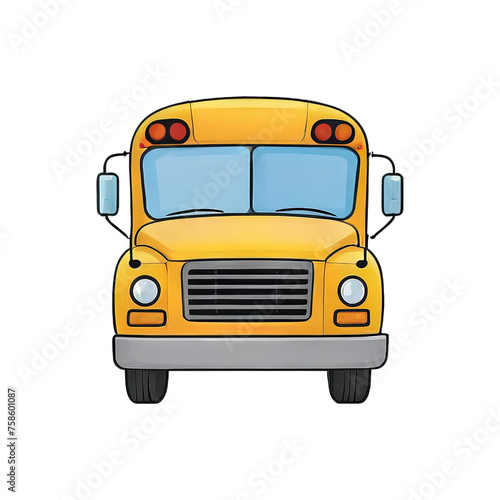 School Bus Hand Drawn Cartoon Style Illustration