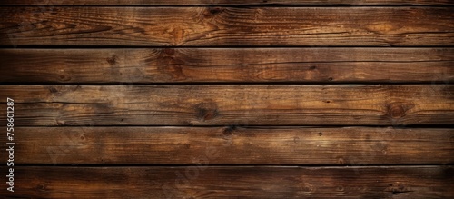 A closeup shot of a brown hardwood plank wall with a blurred background, showcasing the natural wood grain pattern and tints and shades of the wood stain