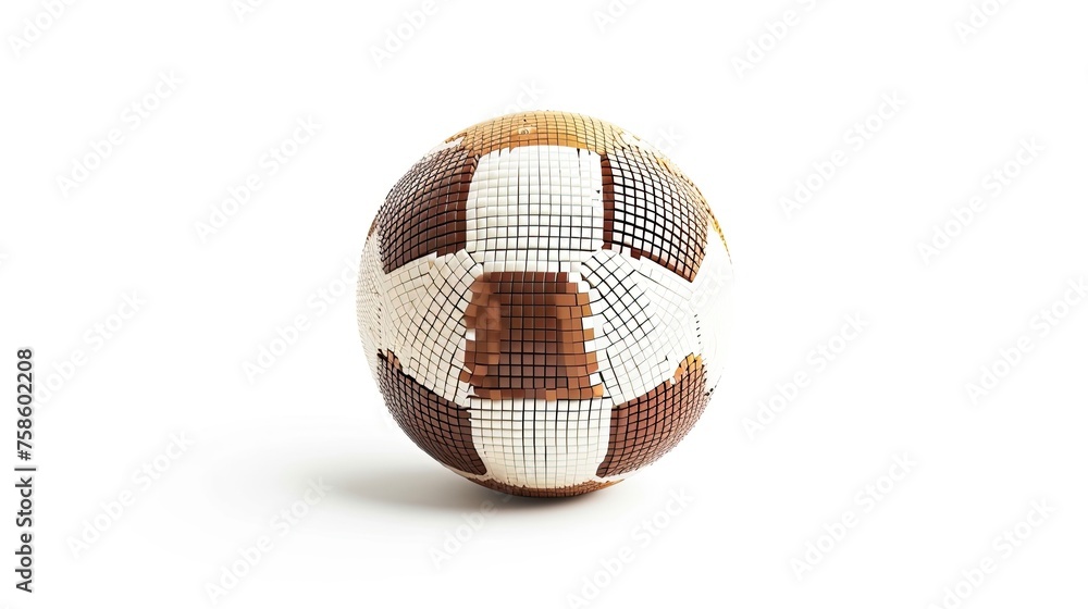Pixel ball with glitter. Style, football, game, ball, gate, basketball, volleyball, goal, net, circle, leg, sport, rugby, serve. Generated by AI