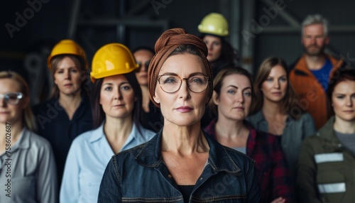 Group of People Wearing Hard Hats and Glasses