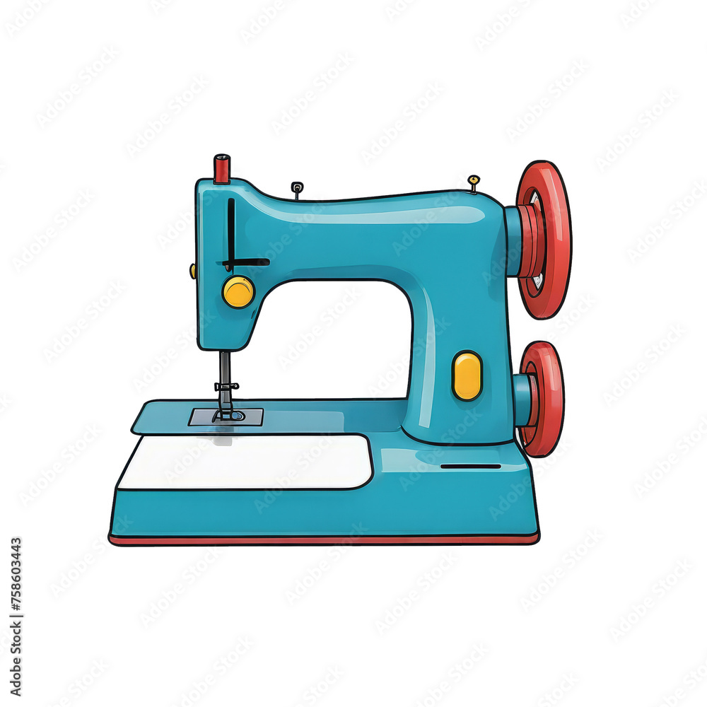 Sewing Machine Hand Drawn Cartoon Style Illustration