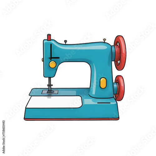 Sewing Machine Hand Drawn Cartoon Style Illustration