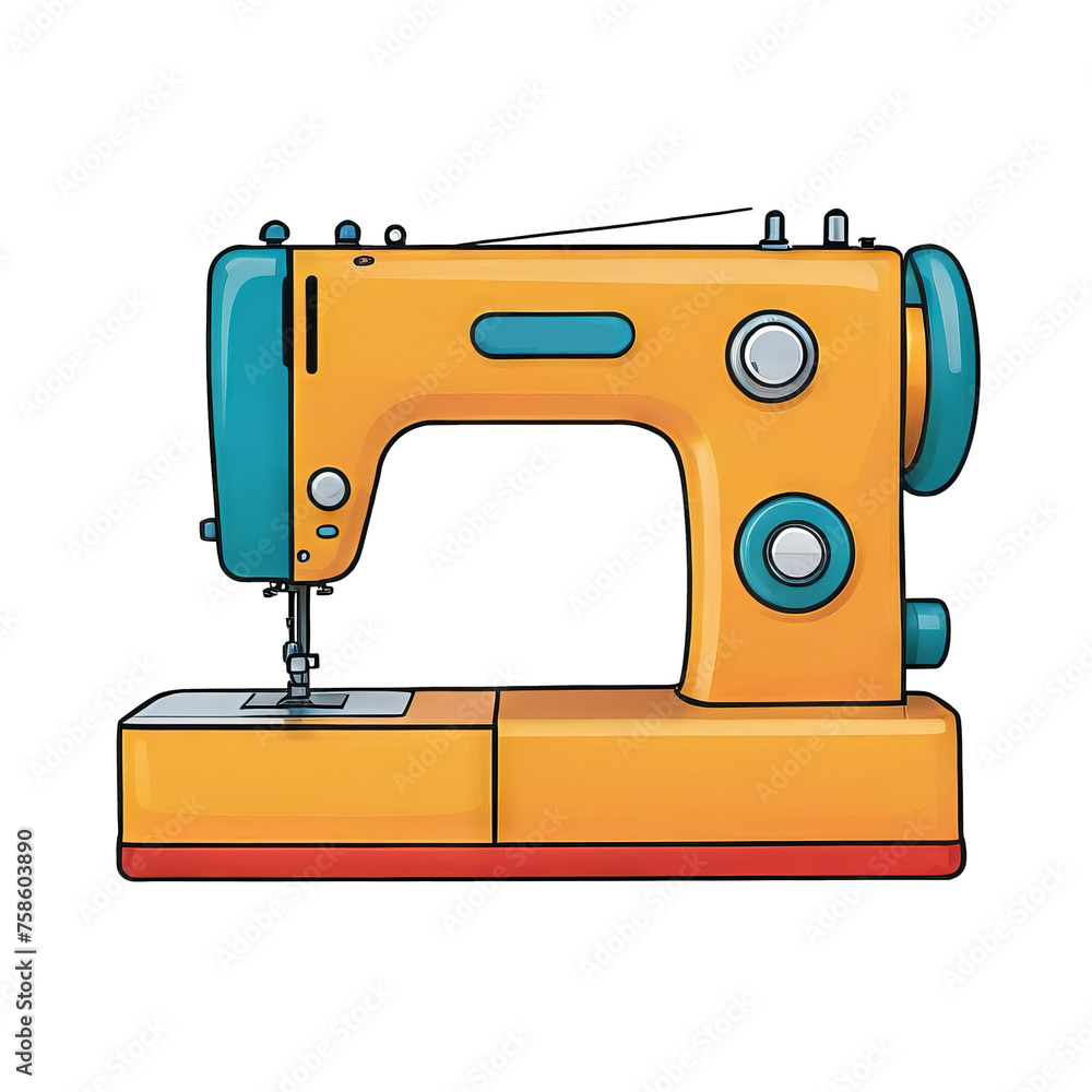 Sewing Machine Hand Drawn Cartoon Style Illustration