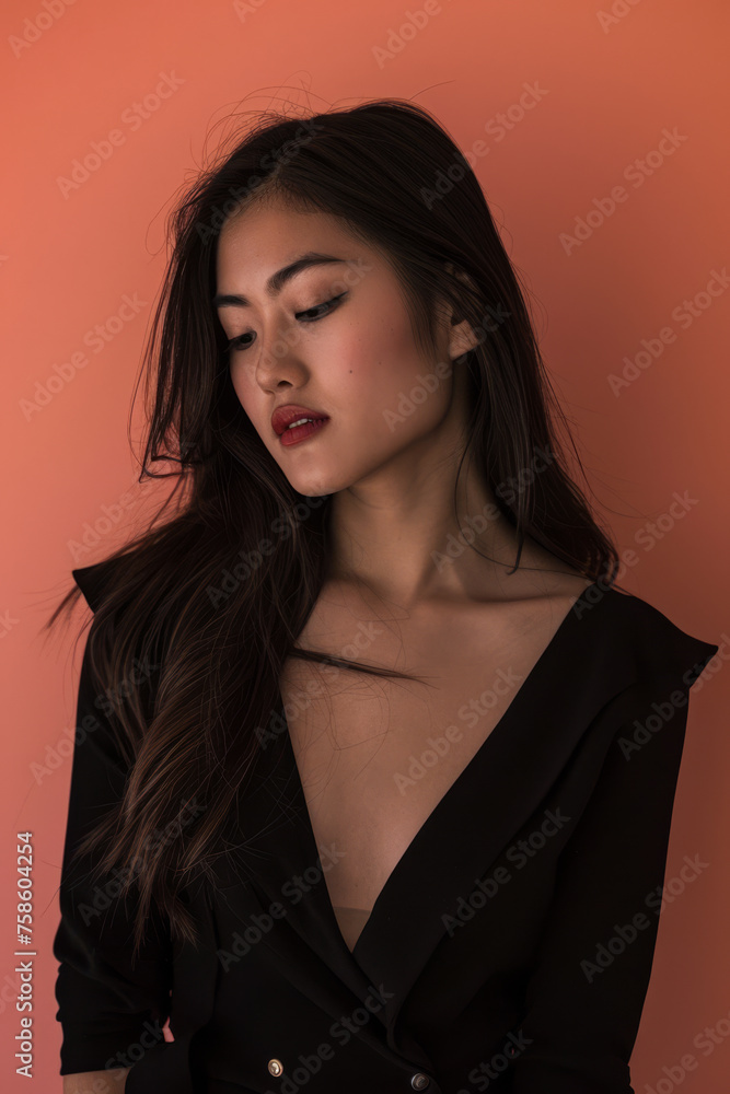 Young Asian woman portrait isolated from a solid copy space background for text Young Asian woman portrait isolated from a solid copy space background for text