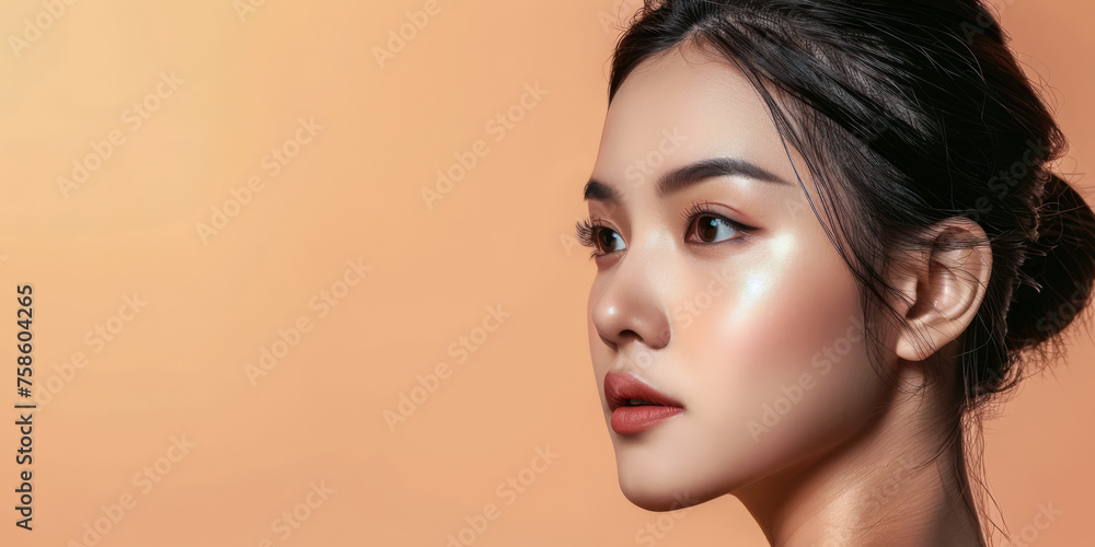 Young Asian woman portrait isolated from a solid copy space background for text Young Asian woman portrait isolated from a solid copy space background for text
