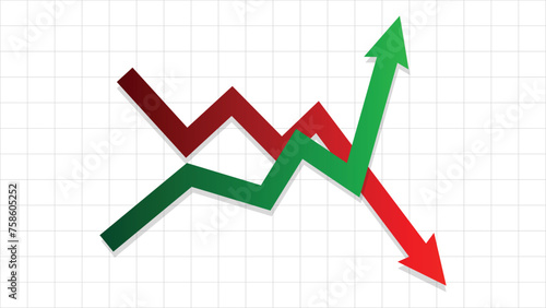 arrows graph going up and down stock diagram profit and loss business grow decline economic boom recession financial surplus negative