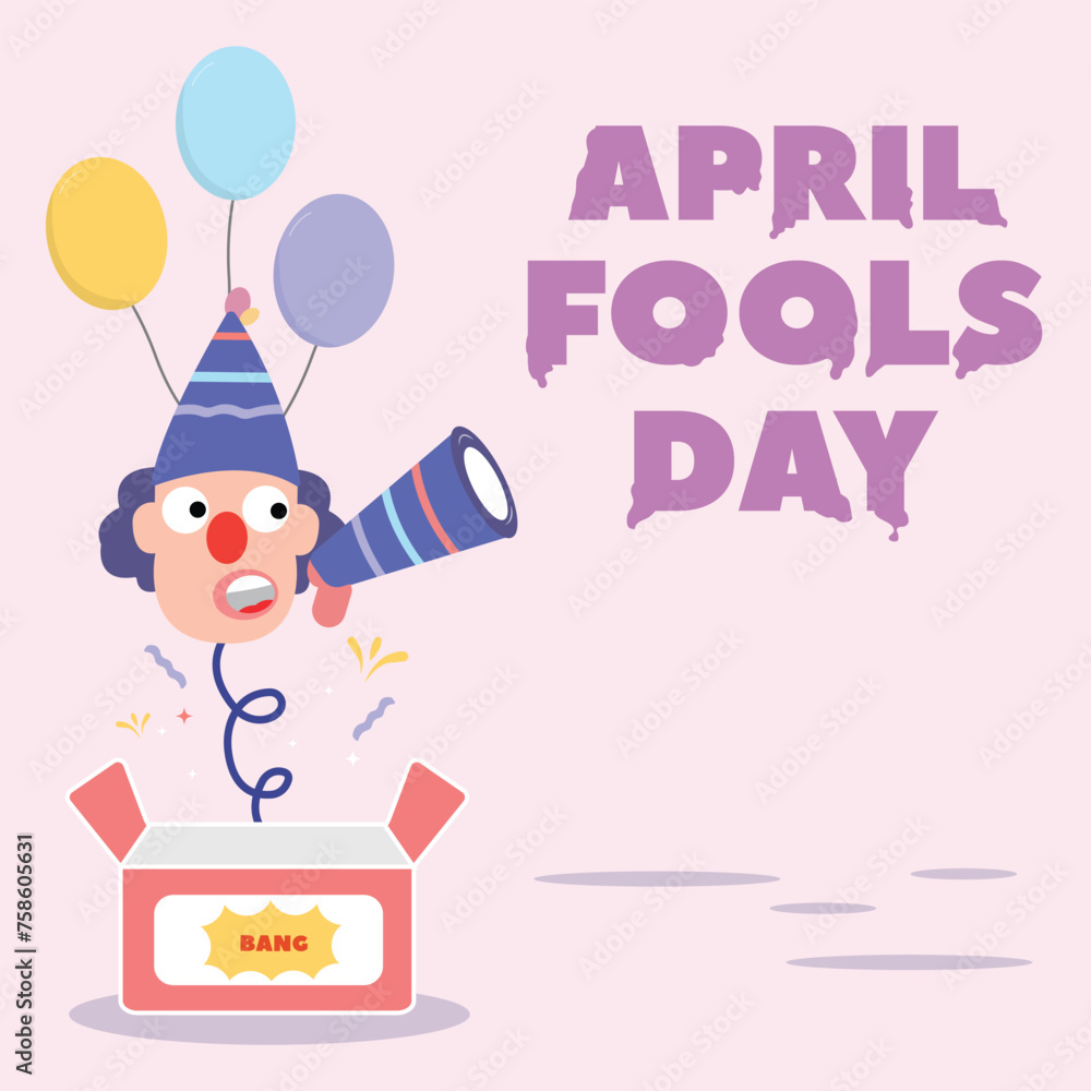 happy april fools day illustration clown concept surprise and comedy fun vector template poster background happy april fools day illustration clown concept surprise and comedy fun vector template poster background