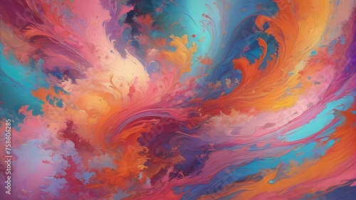  Beautiful, amazing abstract art with a colorful background, featuring fractal paint and rich texture, generative AI
