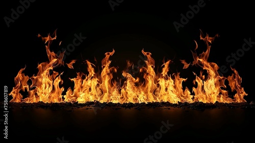 Photorealistic ai artwork of fire and flames in the dark. Generative ai.