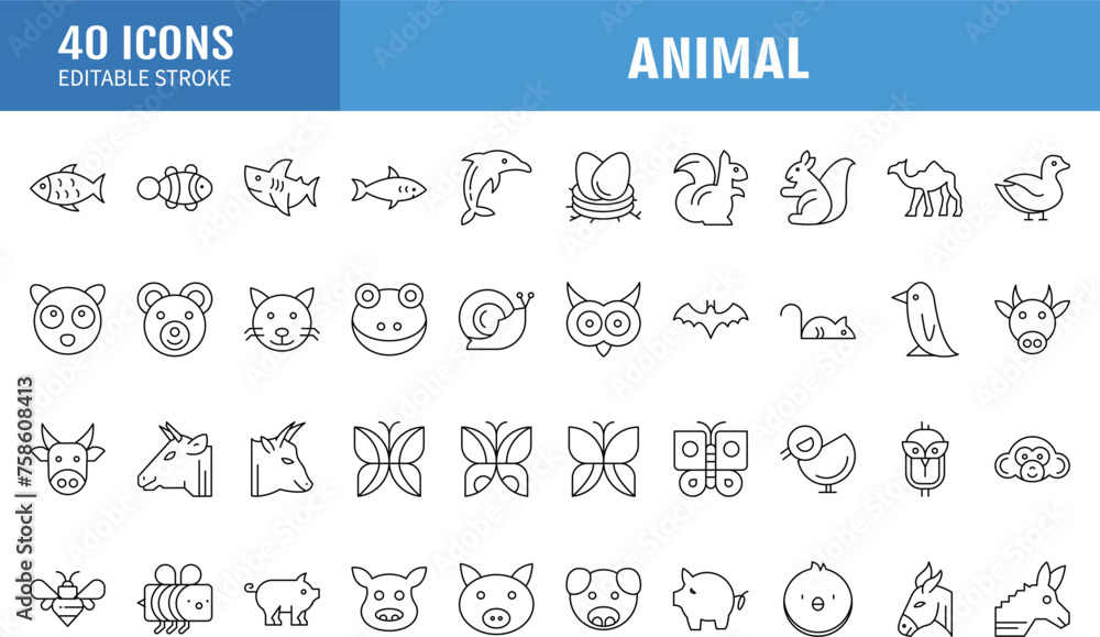 Animals lcons collection. Animal icons set. Geometrical abstract icons. Icon design