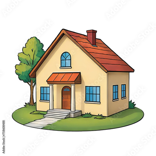 Small House Hand Drawn Cartoon Style Illustration