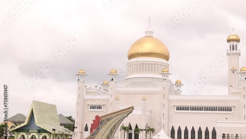traditional boat used for religious ceremonies on the pond in front of Sultan Omar Ali Saifuddien Mosque in Bandar Seri Bagawan in Brunei Darussalam
 photo