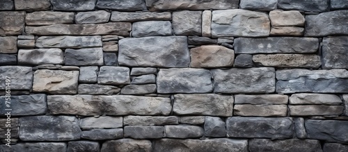 A detailed closeup of a stone wall constructed with various bricks, showcasing the intricate brickwork and patterns of this building material